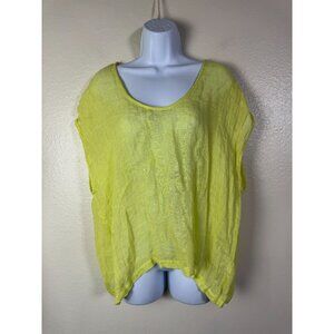 Eileen Fisher Yellow Organic Linen Oversized Top Size XL Gauzy Sheer Lightweight